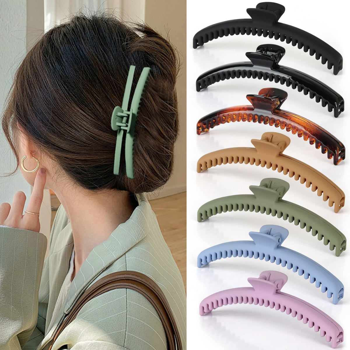 Big Hair Claw Clips - Butterfly Hair Accessories for Women and Girls with Long, Thick Hair - Large 5.1 Jelly Clips, 4 Pcs, Mother's Day Gifts