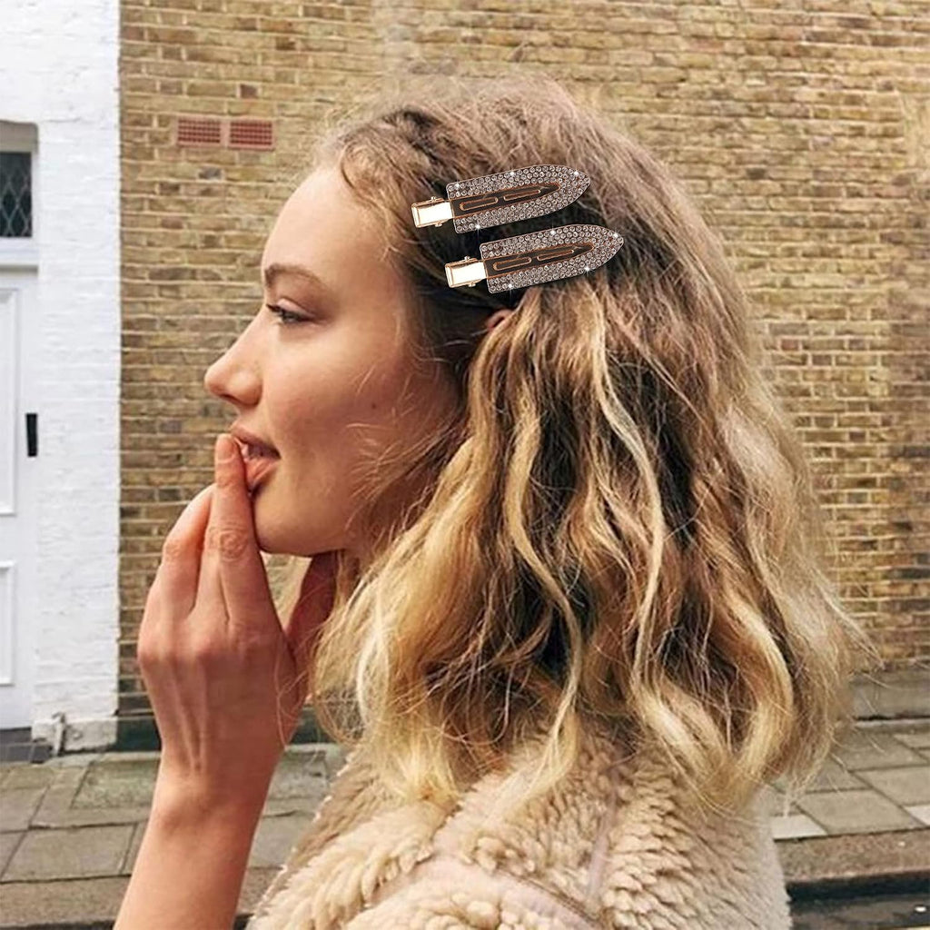 Magicsky 8PCS Creaseless No Bend Rhinestone Bang Hair Clips For Women