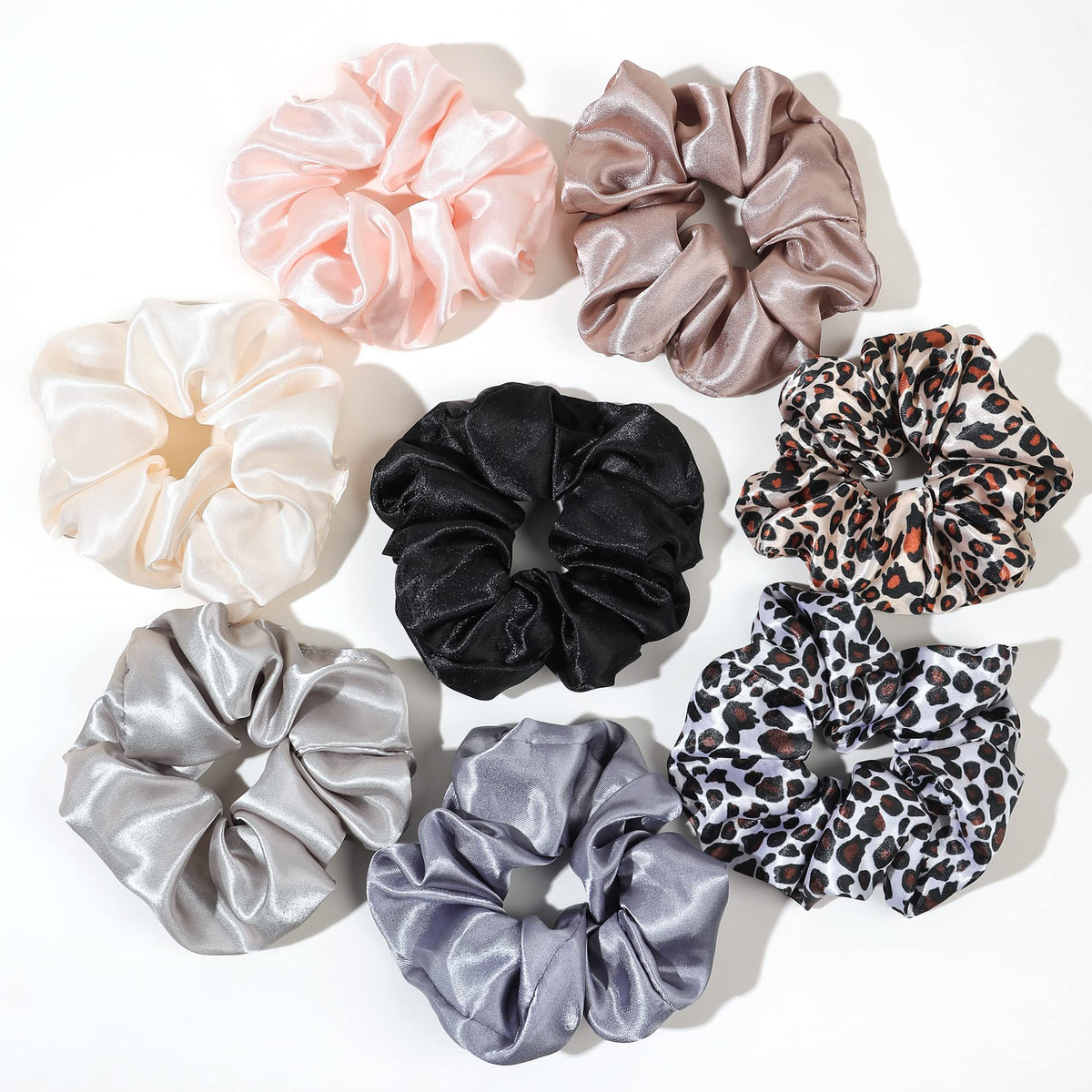 Satin Hair Scrunchies: Cute, Big Pony Tail Holders for Thick, Curly Hair - No Crease, No Damage Hair Ties for Girls and Women