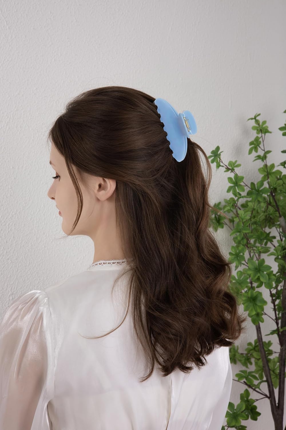 Durable Acetate Hair Clips - 4-Inch Wathet Blue Claw Clips for Fine and Thick Hair (Wathet Blue)