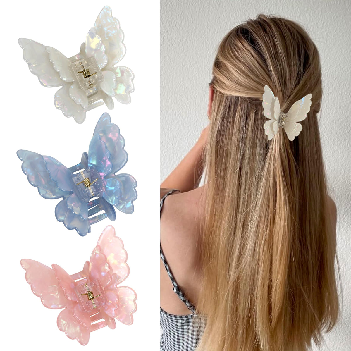 5Pcs Hair Claw Clips Medium Hair Clips for Thick/Thin Hair Strong Hold Non-slip Hair Jaw Clamp Styling Hair Accessories for Women and Girls