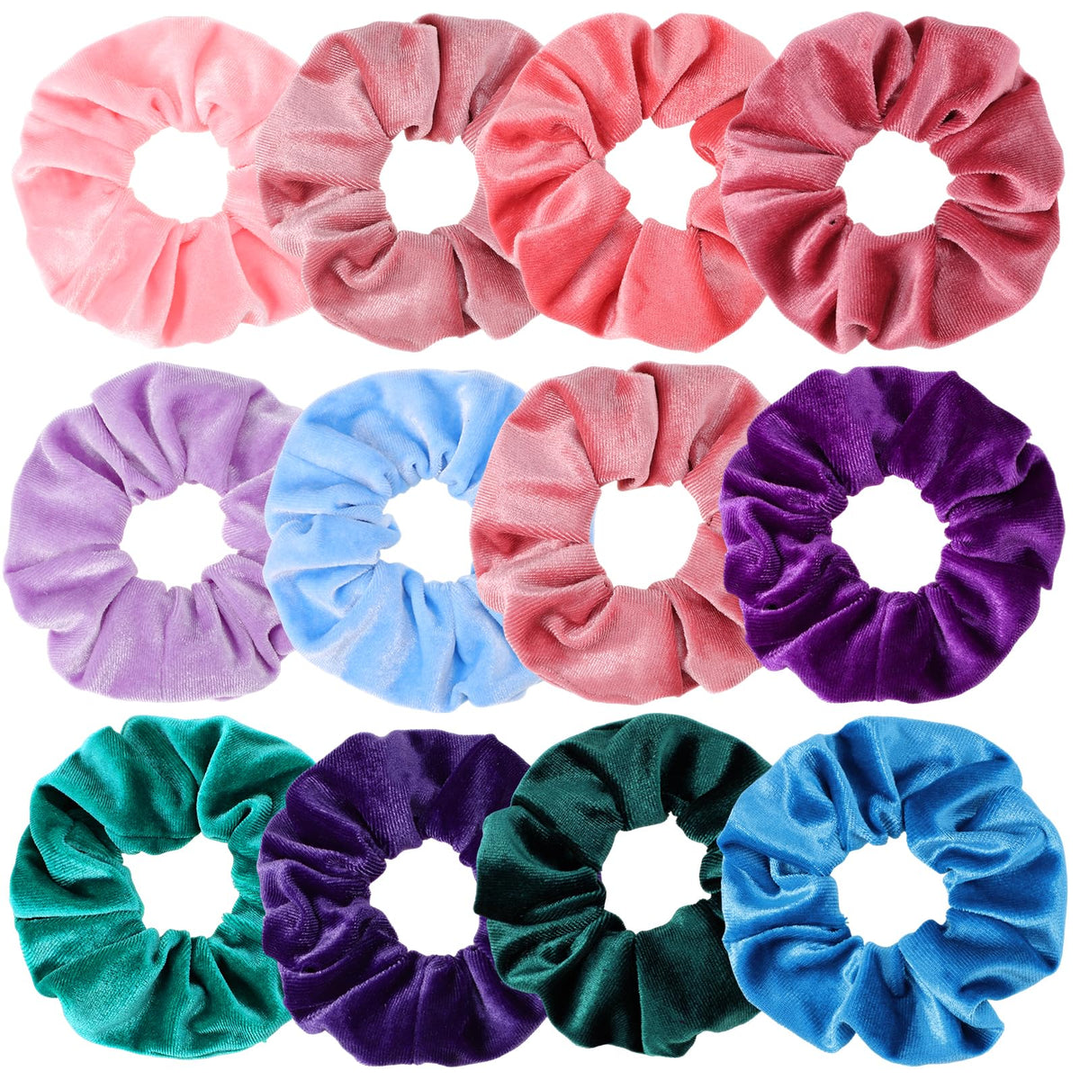 Brown Velvet Scrunchie for Thick Curly Hair, Soft Stretch Elastic
