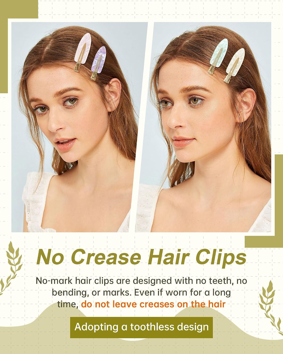Mesovor 8 PCS No Bend Creaseless Hair Clips for Women, No- Crease Non Slip