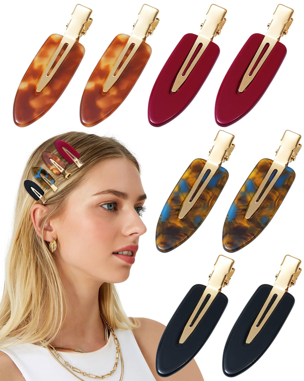Mesovor 8 PCS No Bend Creaseless Hair Clips for Women, No- Crease Non Slip