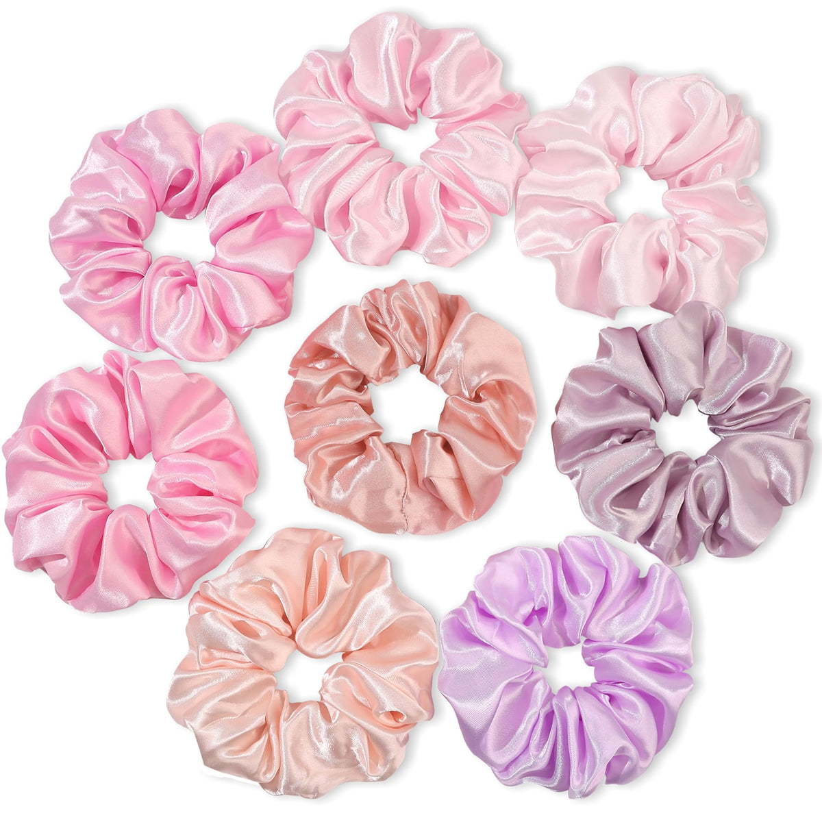 Satin Hair Scrunchies: Cute, Big Pony Tail Holders for Thick, Curly Hair - No Crease, No Damage Hair Ties for Girls and Women
