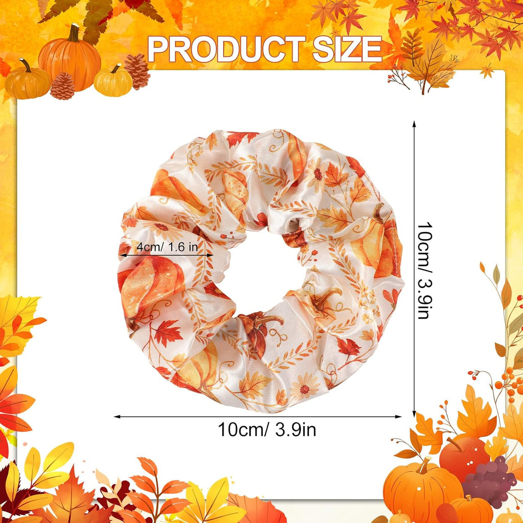 Konsait 12 PCS Fall Hair Scrunchies for Women Girls Autumn Hair Accessories Maple Leaf Pumpkin Elastic Scrunchies Fall Thanksgiving Party Favors Supplies