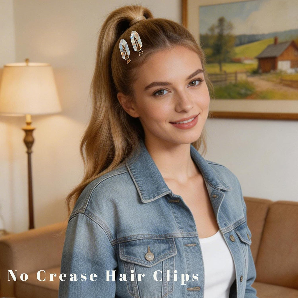 No Crease No Bend Hair Clips for Styling, Creaseless Flat Makeup Hair Clips, Non Slip Hair Accessories for Women, Gold Fleck Design, 10 Pcs