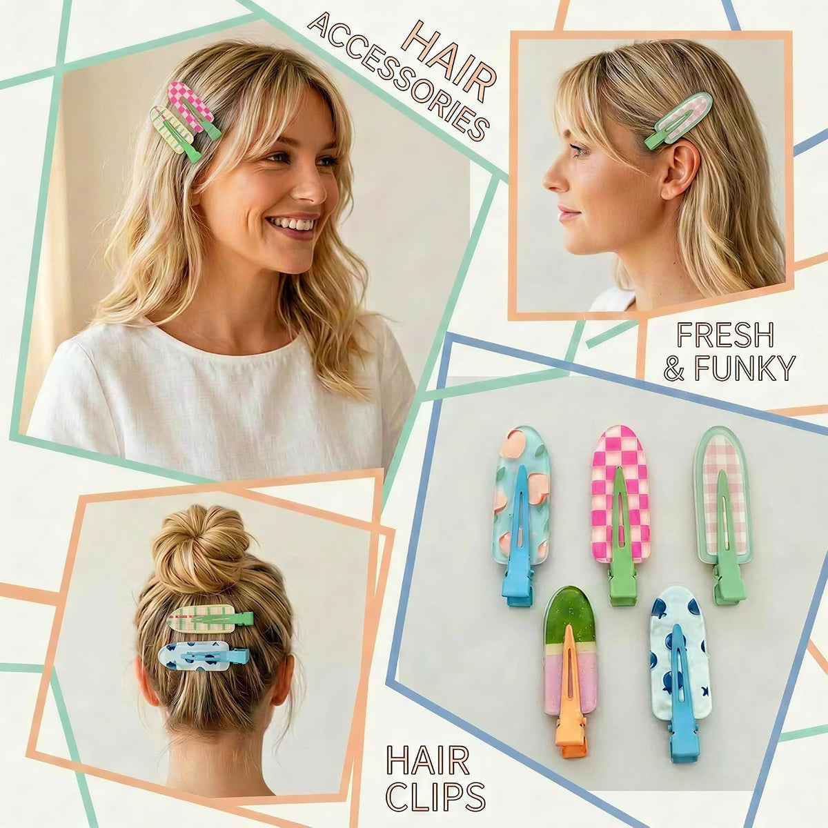 20Pcs Creaseless Flat Hair Clips for Women