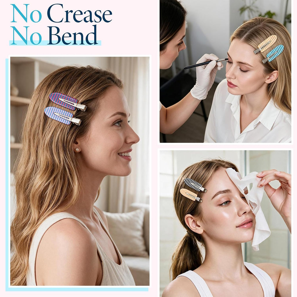 24 PCS Striped Creaseless Hair Clips for Women Bangs - No Crease Hair clips