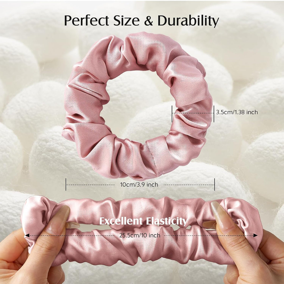YFONG 3 PCS 100% Mulberry Silk Scrunchies for Women Girls, Soft No Damage