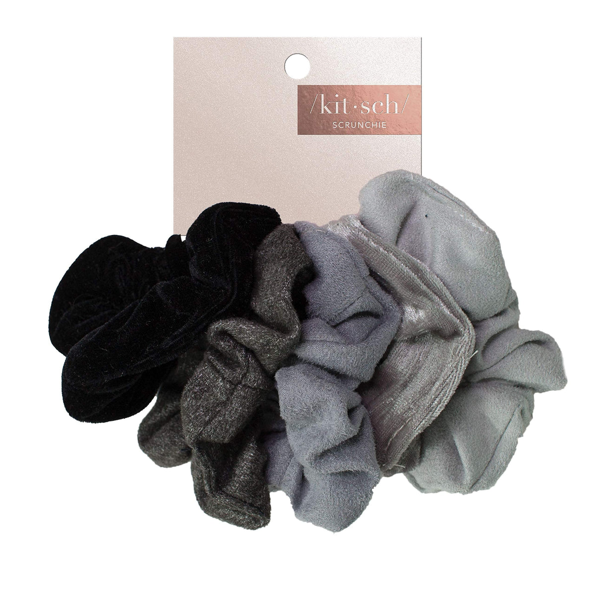 Kitsch Recycled Satin Oversized Scrunchies - Black & Chocolate, 2pcs