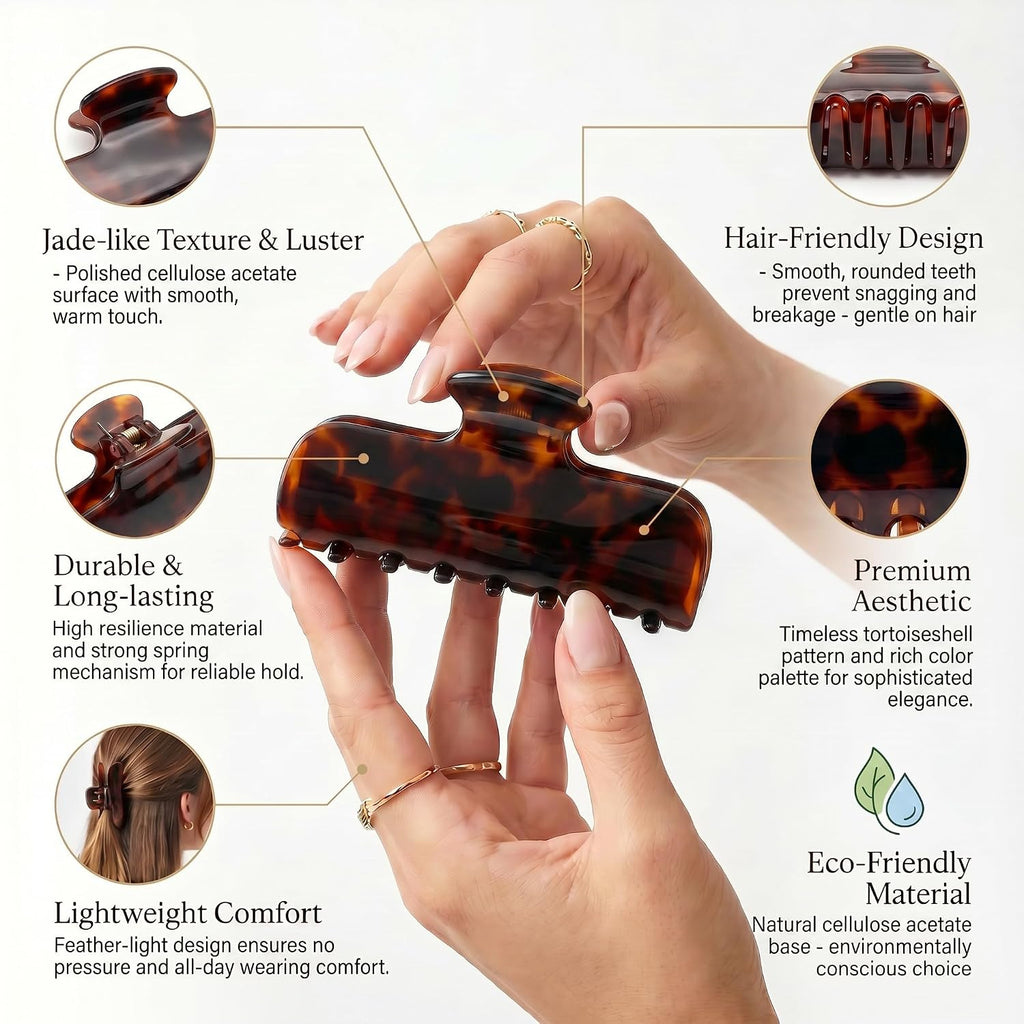 Tortoise Shell Claw Clip,4 Inch Large Acetate Hair Clip for Women