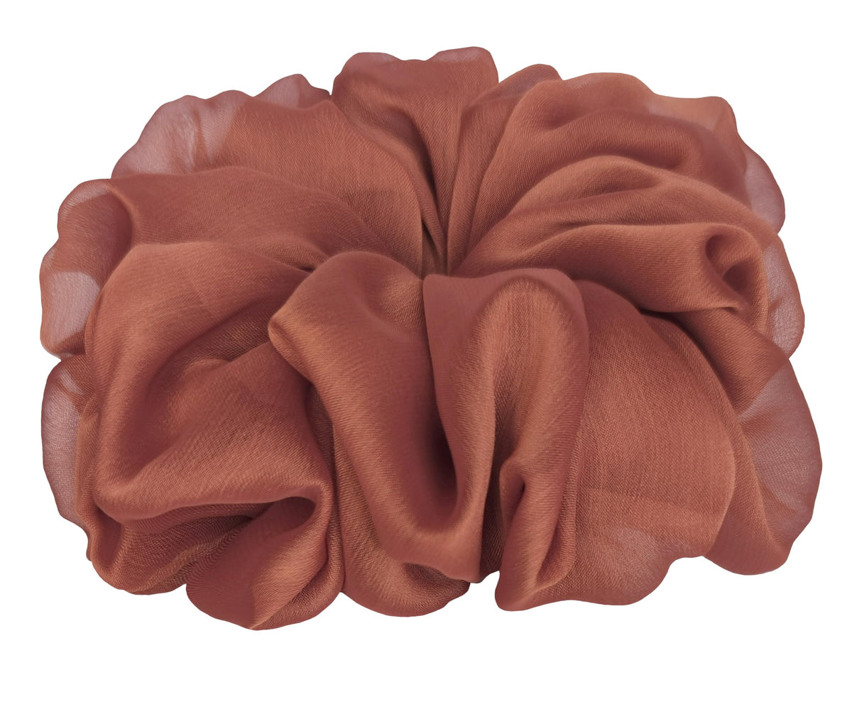 38 Colors Available, Soft Sheer Chiffon Big Hair Scrunchies (Black)