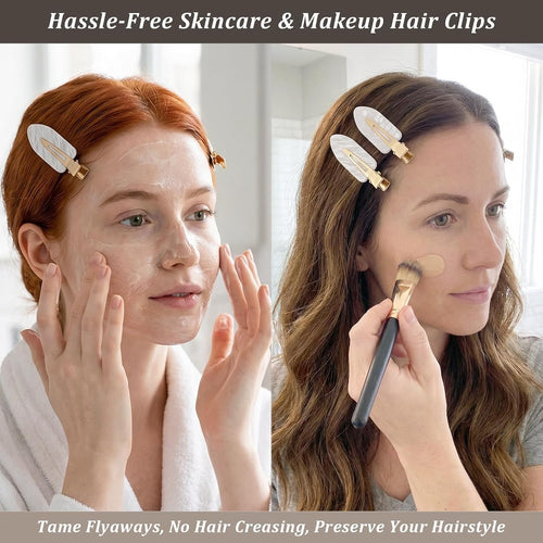 12Pcs No Crease Creaseless Hair Clips No Bend Flat Clips for Styling Non Slip Makeup Hair Accessories for Women (White Gold)