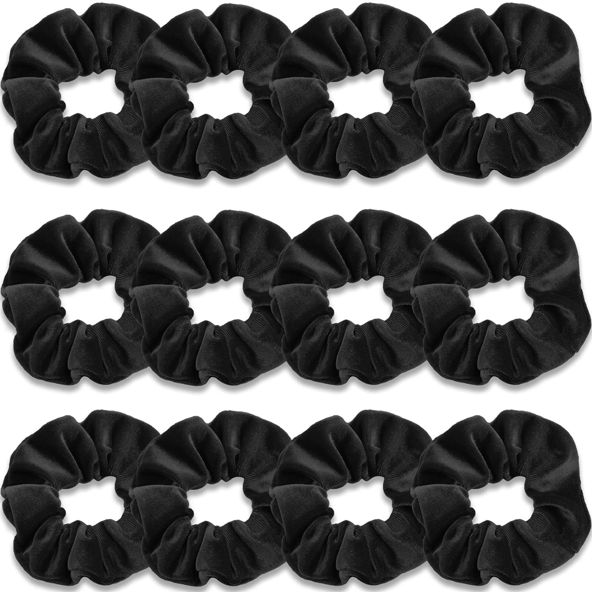 IVARYSS Velvet Scrunchies for Women, 12 Pcs Dark Colors Classic Elastic Thick Scrunchy Bands Ties, Soft Ropes Ponytail Holder Hair Accessories