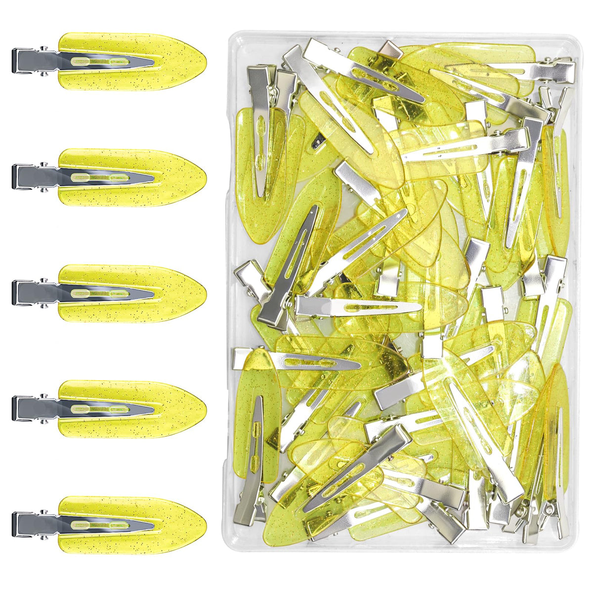 40PCS Transparent Glitter Alligator Sectioning Clips,No Crease Hair Clips for Styling,Non-Slip Salon Hair Clips for Makeup, Bangs, Curling & Face Washing(5-colors)