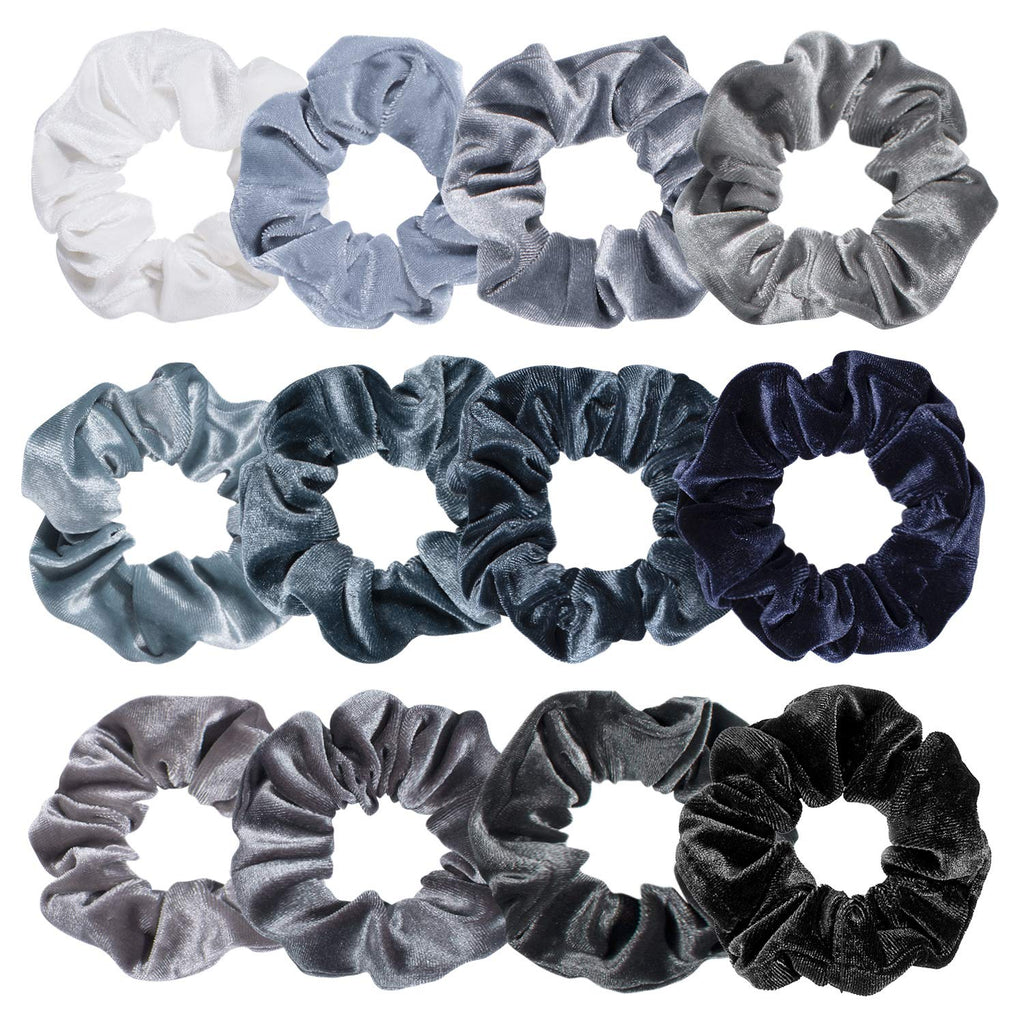 Whaline 12 Pack Velvet Hair Scrunchies for Women, 12 Colors
