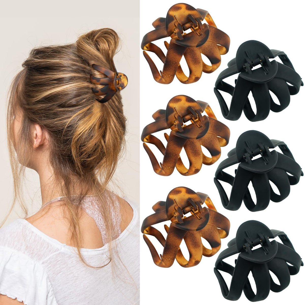 2.8 Inch Medium Octopus Hair Clips for Women, Matte Claw Clips for Thin Hair, Strong Hold Non-slip Spider Octopus Clip for Fine Hair Jaw Clips