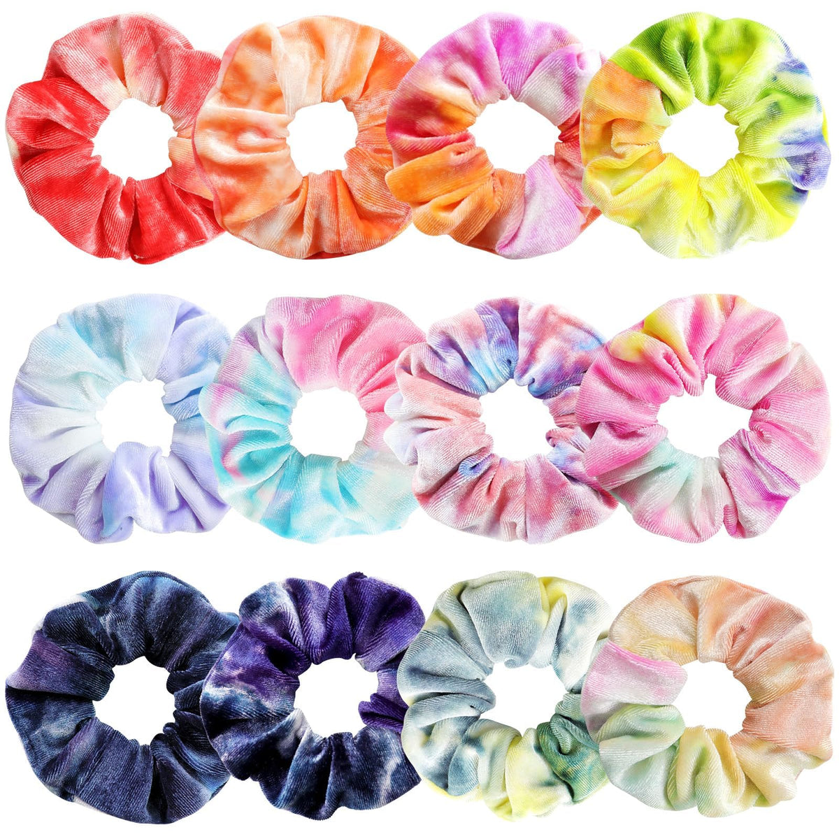 Scrunchies for Women, 12 Pcs Neutral Brown Tones Velvet Scrunchies - Classic Thick Elastic Hair Ties for a Soft Ponytail