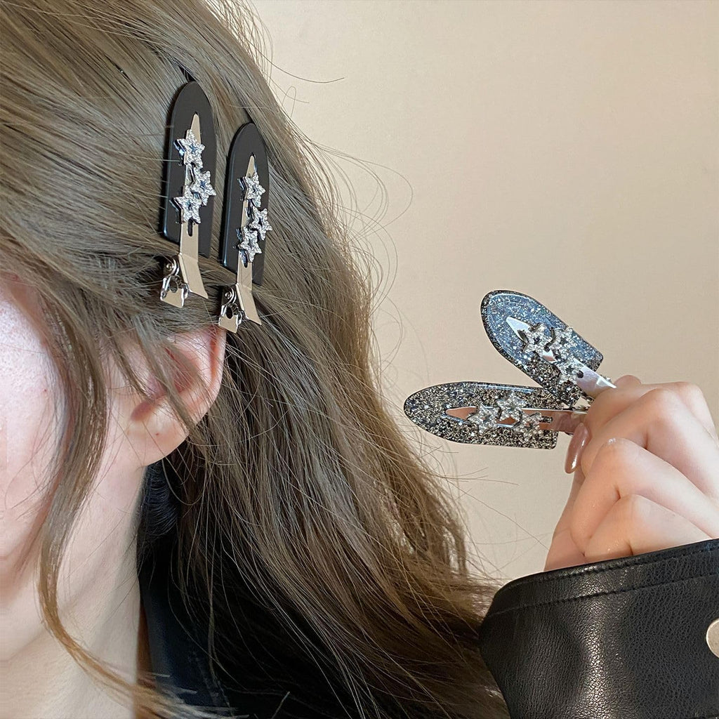 4PCS Creaseless Hair Clips No bend No Crease Hair Clip Makeup Clips for Women and Girls Flat Hair Clips for Hairstyling Salon Silver Handle (A)