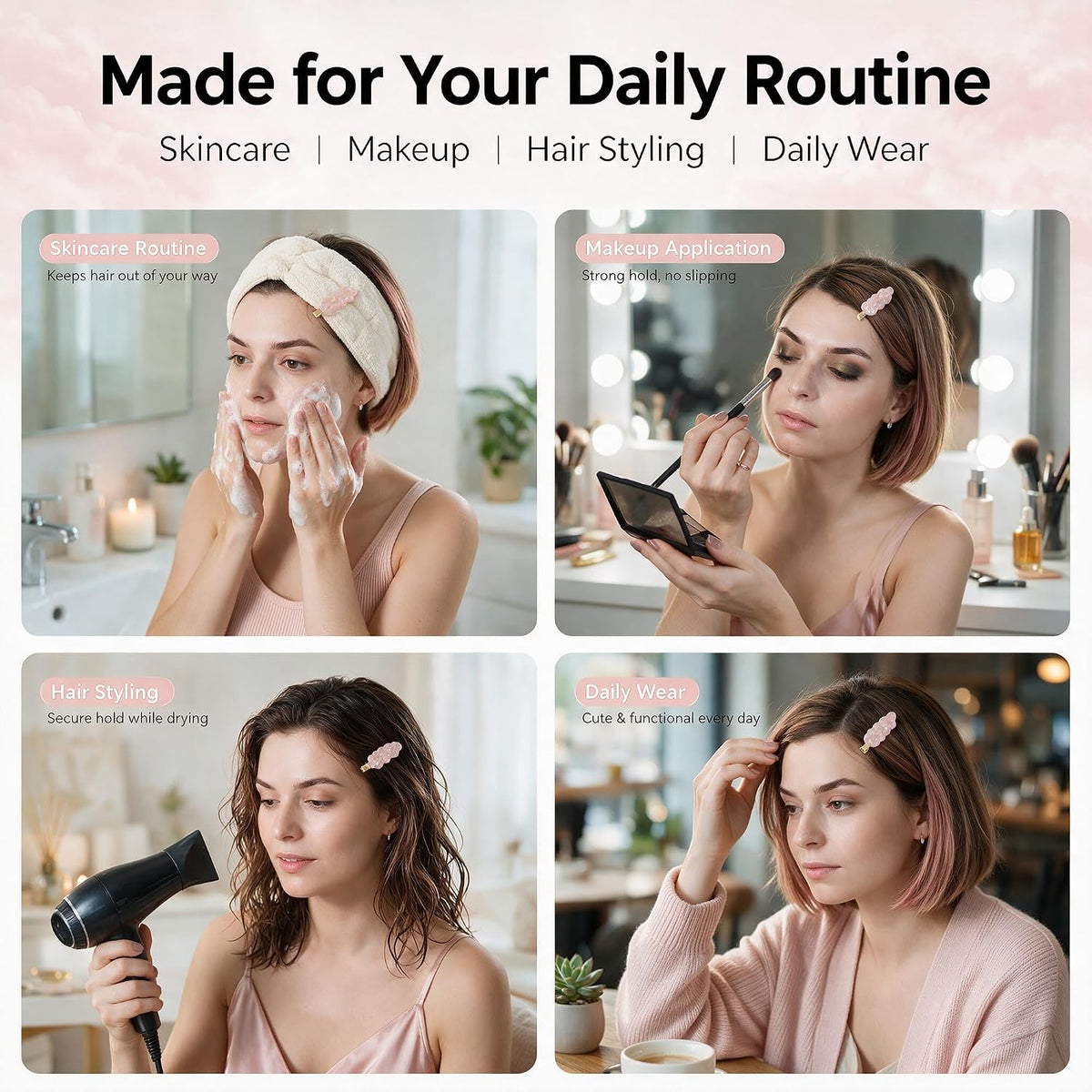 4 PCS No Crease Hair Clips, Makeup Clip for Women