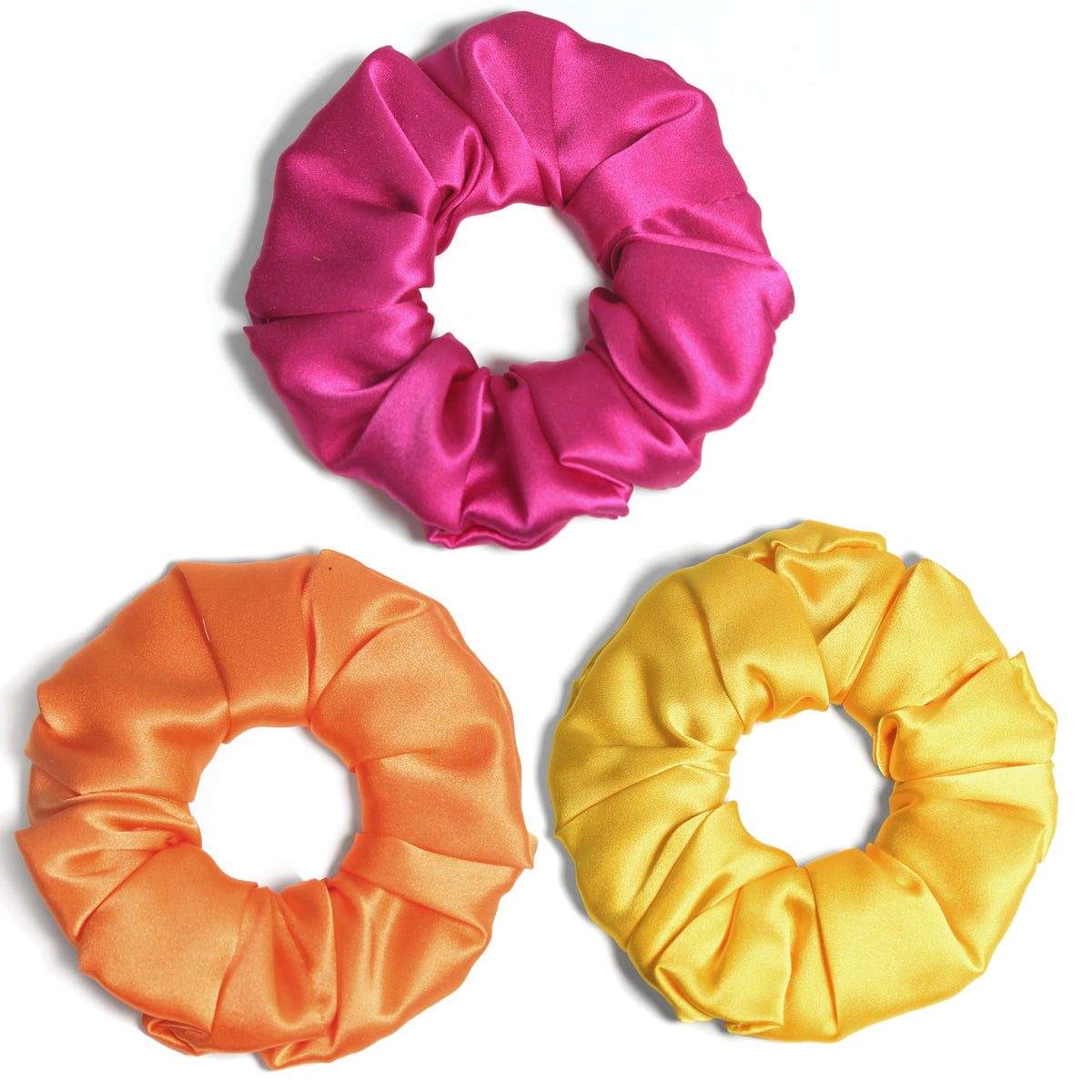 Michooyel 100% Mulberry Silk Scrunchies Hair Ties Elastic Band Scrunchy For Women Girls Curly Hair, No Damage, Ponytail Holder, 3 Pack, 4 cm