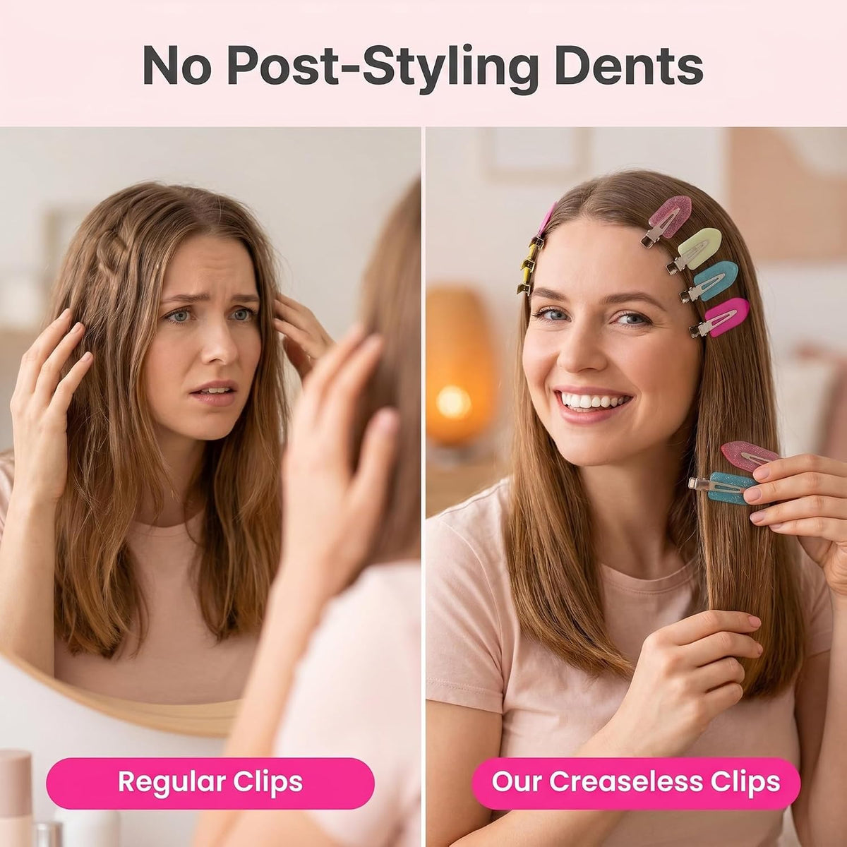 Creaseless Hair Clips for Makeup 40pcs No Crease Hair Clips No Bend Hairclip Styling Pins Non Dent Bang Tool for Makeup Hairpin for Women & Girls (Mutilcolor)