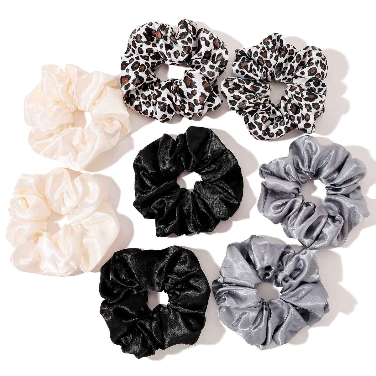 Satin Hair Scrunchies: Cute, Big Pony Tail Holders for Thick, Curly Hair - No Crease, No Damage Hair Ties for Girls and Women
