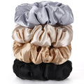 4Pcs Large Satin Hair Scrunchies, Big Pillow Scrunchies for Women Girls Silk Sleepy Scrunchie Ponytail Holders for Thick Hair