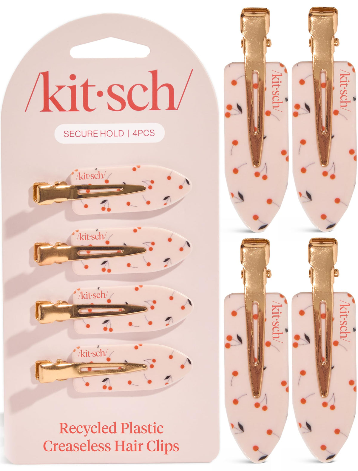Kitsch Creaseless Hair Clips for Women - Black Terrazzo, 4pcs