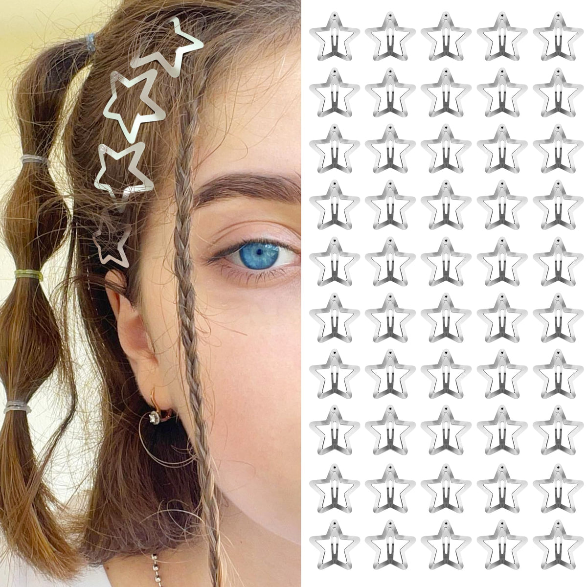 SAOROPEB Star Hair Clips 2000s Y2K Hair Accessories-15 PCS 1.57"-Gold