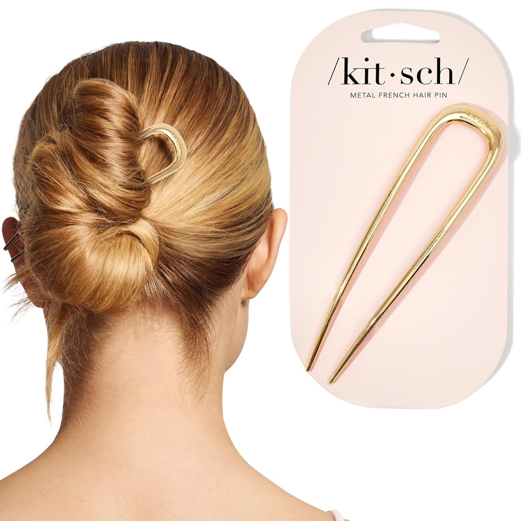 Kitsch French Hair Pins for Women | Secure Hold All Day - Gold, 1pc