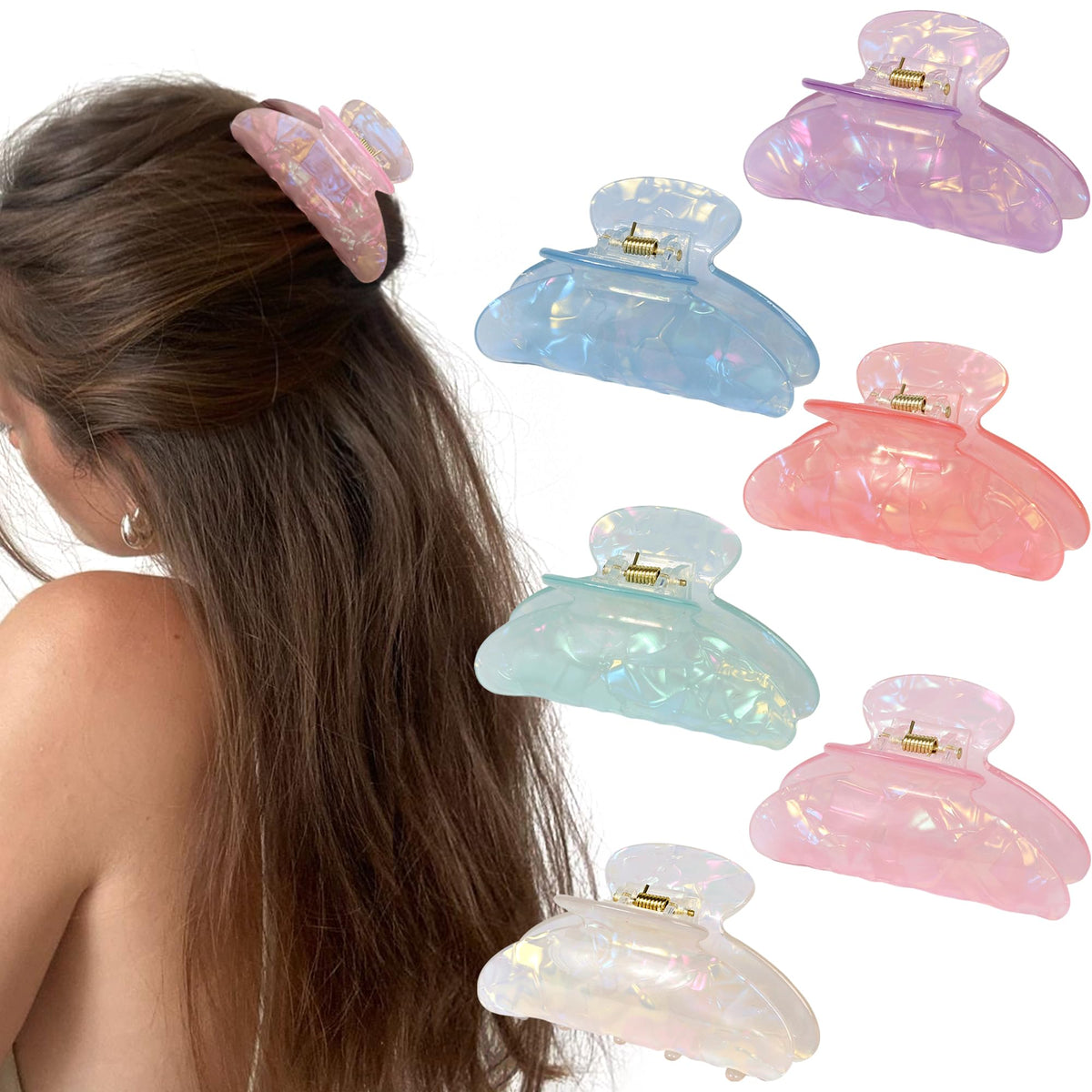 5Pcs Hair Claw Clips Medium Hair Clips for Thick/Thin Hair Strong Hold Non-slip Hair Jaw Clamp Styling Hair Accessories for Women and Girls