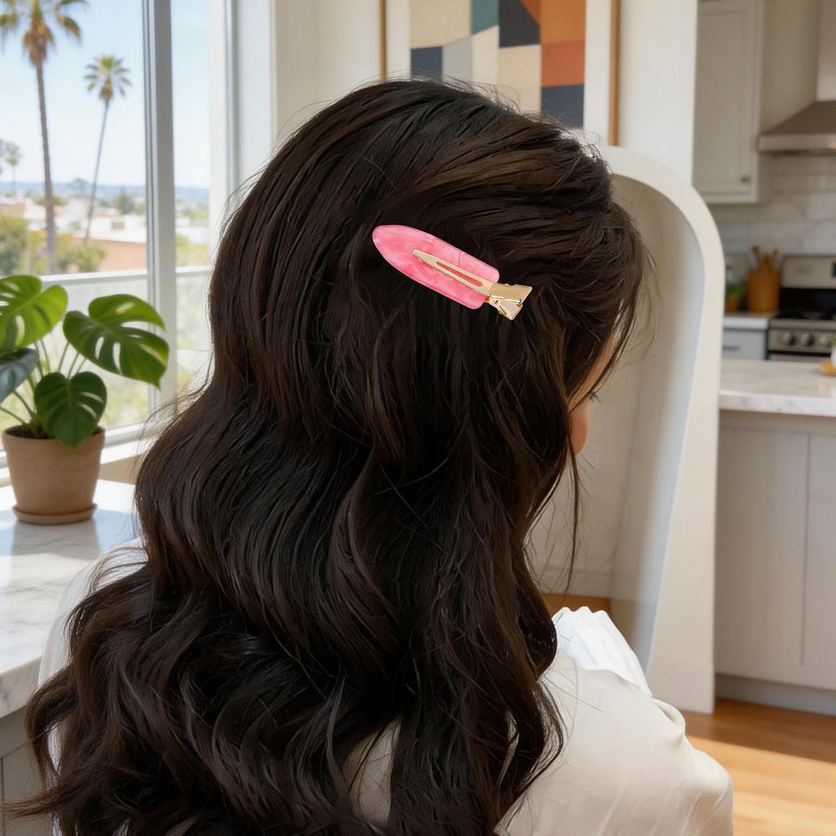 No Crease No Bend Hair Clips for Styling, Creaseless Flat Makeup Hair Clips, Non Slip Hair Accessories for Women, Gold Fleck Design, 10 Pcs