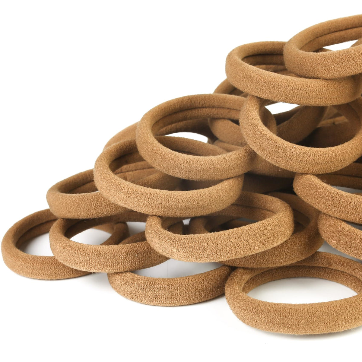 50PCS Black Hair Ties for Women, Cotton Seamless Hair Bands, Elastic Ponytail Holders, No Damage for Thick Hair, 2 Inch in Diameter, by Qarwayoc