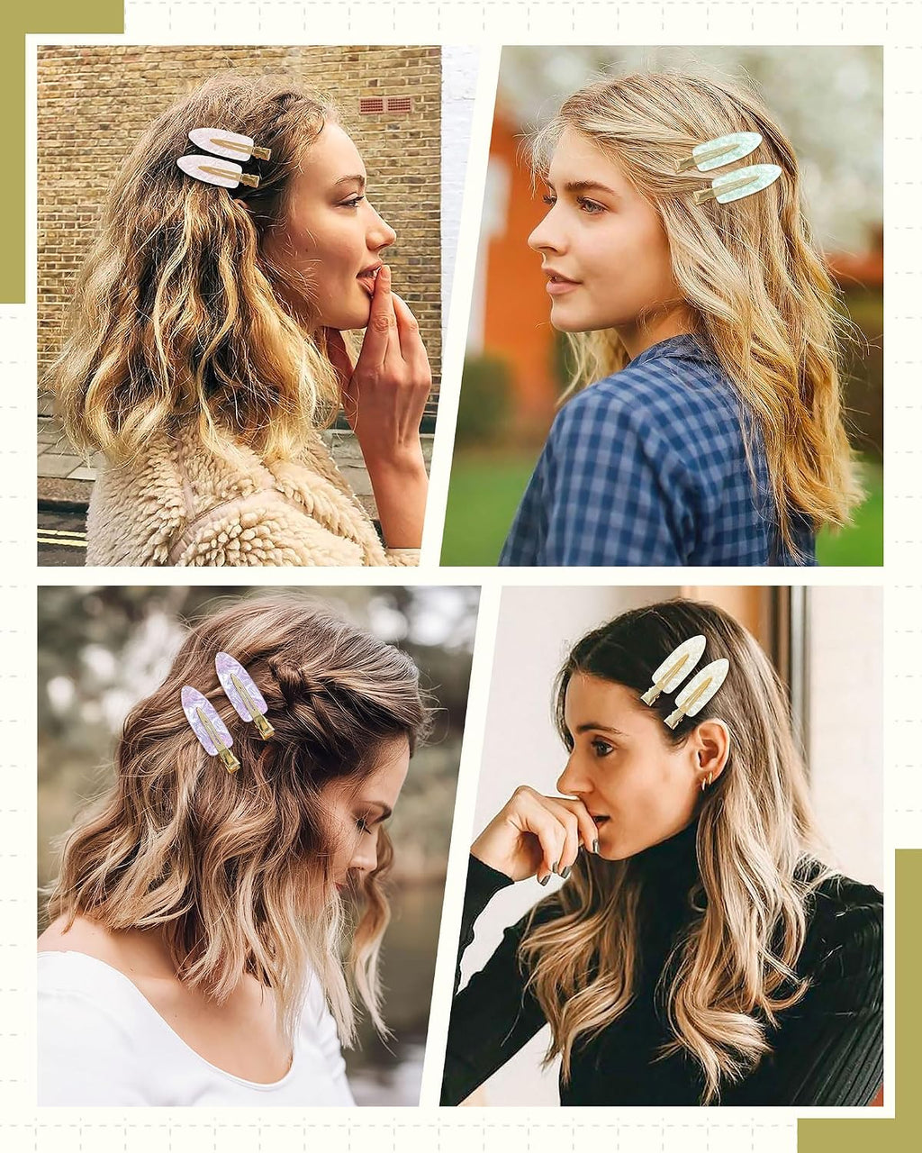 Mesovor 8 PCS No Bend Creaseless Hair Clips for Women, No- Crease Non Slip