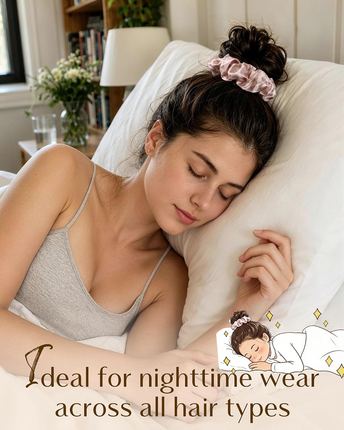 YANIBEST 6 Pcs Satin Scrunchies, Soft Hair Ties for Women and Girls