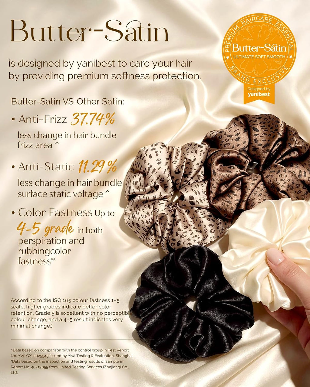 YANIBEST 4 Pcs Oversized Satin Scrunchies, Jumbo Hair Ties for Women