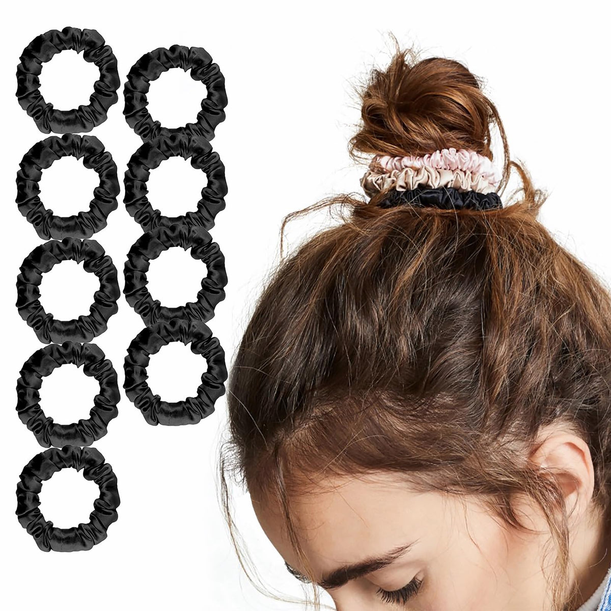 LilySilk Hair Tie, 100% Mulberry Silk Hair Scrunchies for Frizz & Breakage Prevention, Elastic Silk Ponytail Holders, 1Pc, Ivory