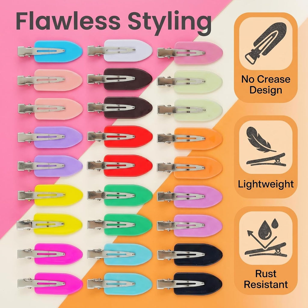 Creaseless Hair Clips for Makeup 40pcs No Crease Hair Clips No Bend Hairclip Styling Pins Non Dent Bang Tool for Makeup Hairpin for Women & Girls (Mutilcolor)
