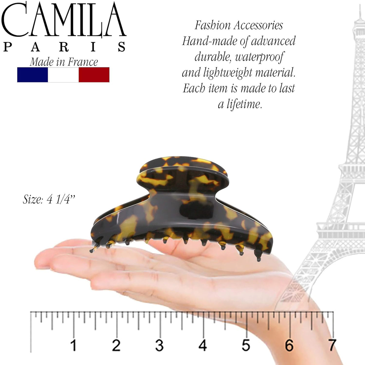Camila Paris CP3030 French Hair Clip for Women Thick Hair for Long Curly Wavy Hair, Handmade Tokyo, Girls Hair Claw Clips, Durable Styling Big Claw Clip for Thick Hair, Strong Hold Grip Made in France