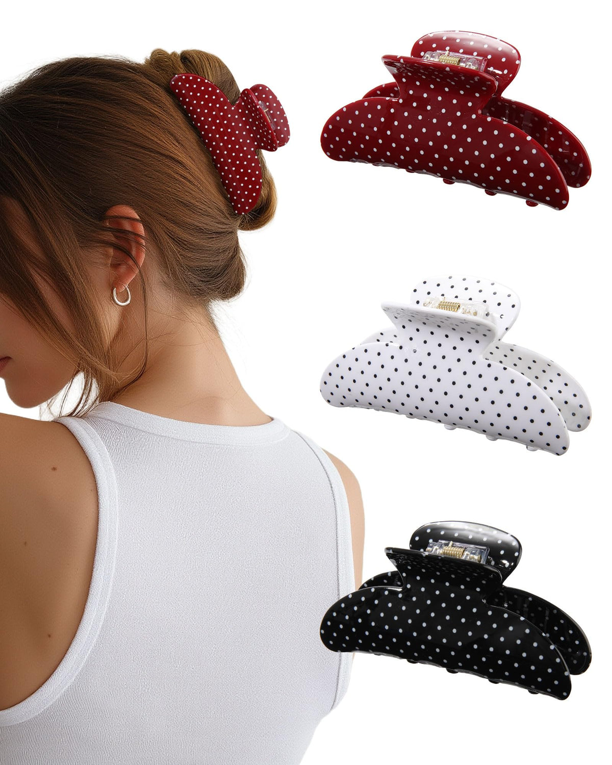 Molans 3PCS Hair Claw Clips Acrylic Clamps for women - Non-slip Strong Hold Barrettes for Thin Thick Hair, Medium hair clips Accessories