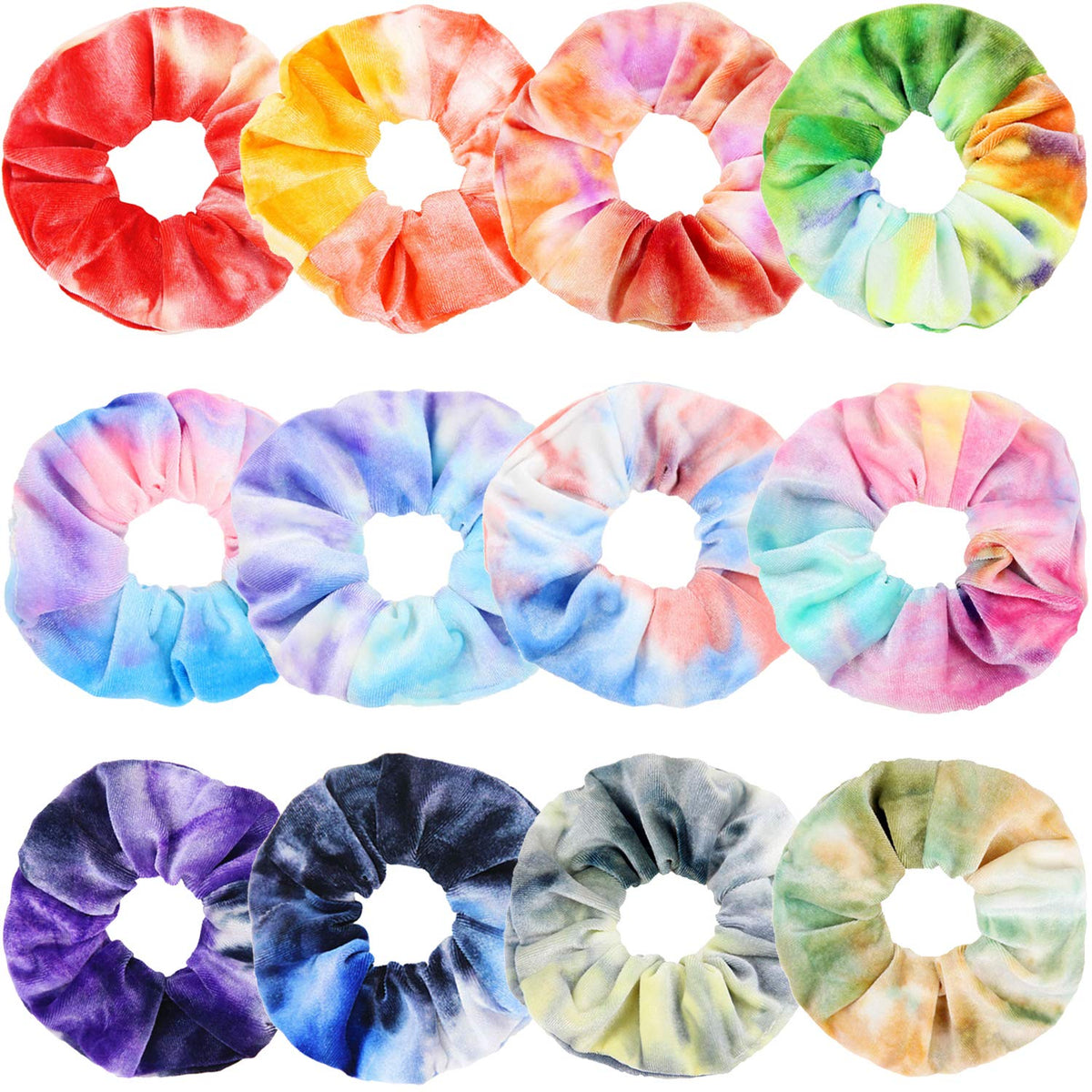 IVARYSS Velvet Scrunchies for Women, 12 Pcs Dark Colors Classic Elastic Thick Scrunchy Bands Ties, Soft Ropes Ponytail Holder Hair Accessories