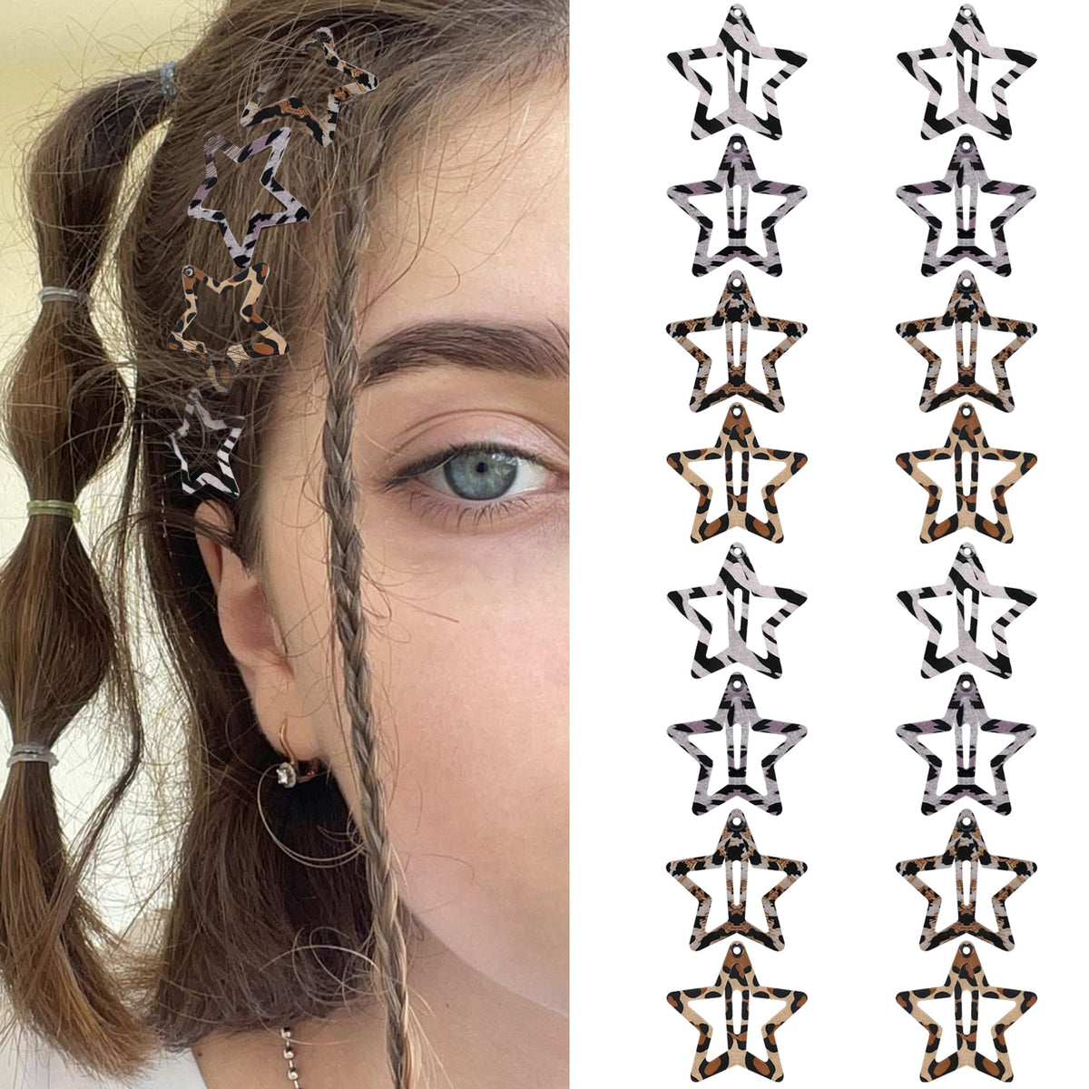 SAOROPEB Star Hair Clips 2000s Y2K Hair Accessories-15 PCS 1.57"-Gold