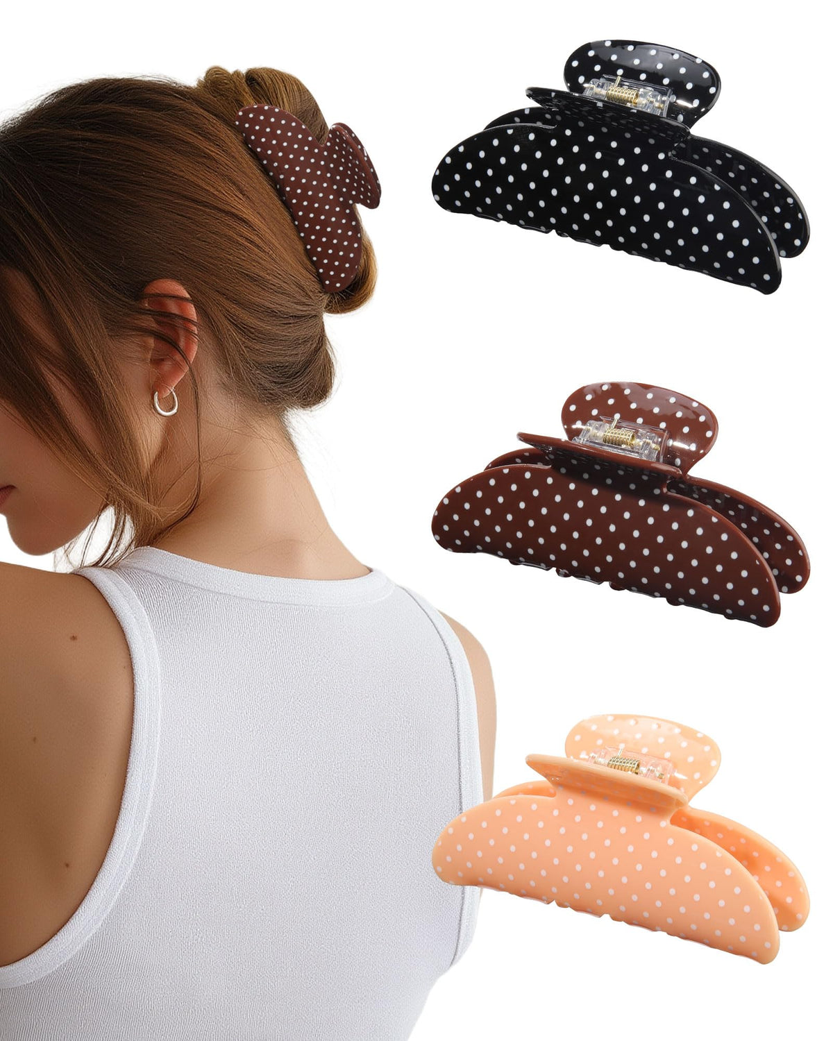 Molans 3PCS Hair Claw Clips Acrylic Clamps for women - Non-slip Strong Hold Barrettes for Thin Thick Hair, Medium hair clips Accessories