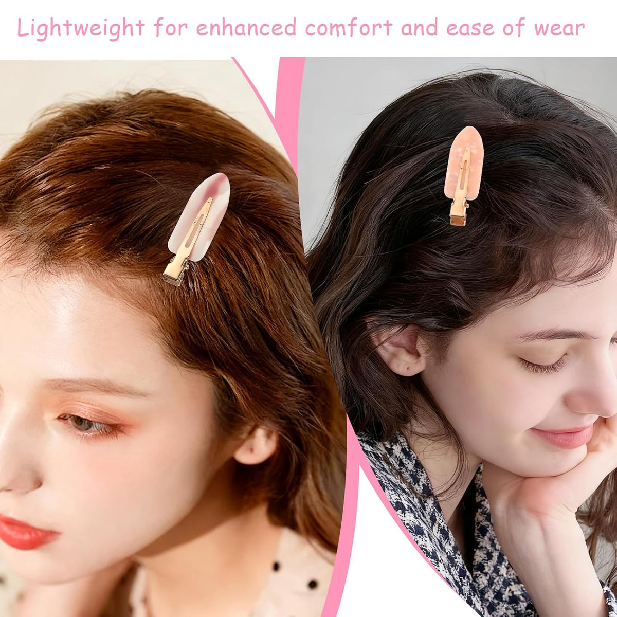 10 Pcs No Crease Hair Clips, No Bend Hair Clips Glitter Pink Bangs Clip Bridesmaid Barrettes for Makeup Creaseless Barrettes Bridesmaid Gifts HairSetting Clip