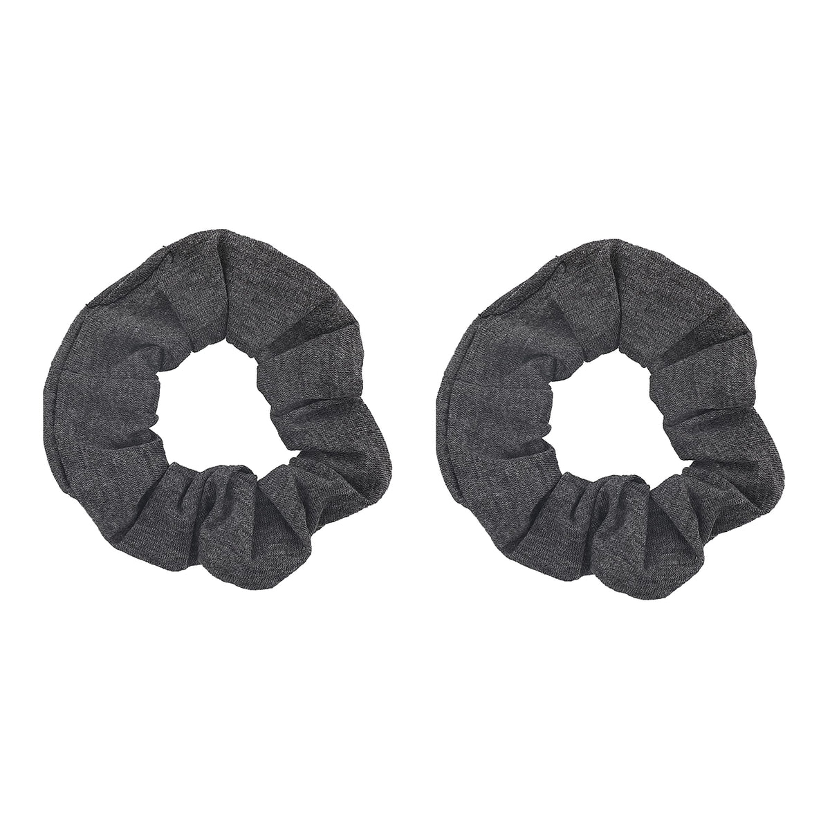 Motique Accessories Solid Scrunchies for Women, Set of 2, Navy Blue