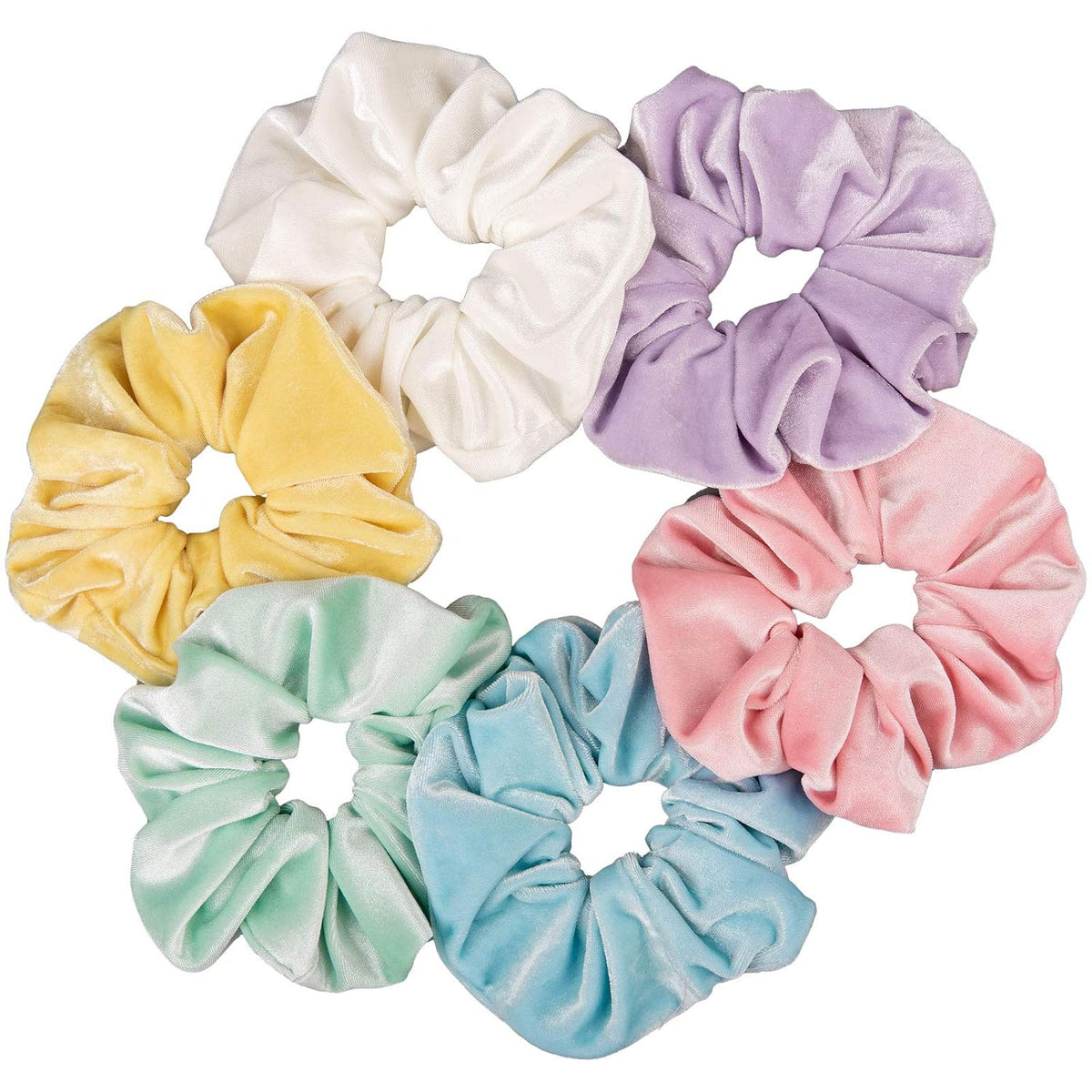 Whaline Pastel Hair Scrunchies Large Velvet Elastic Scrunchy Bobbles Ice Cream Color Hair Bands Soft Hairs Ties Hairstyle Accessories for Girls Women, 6 Colors