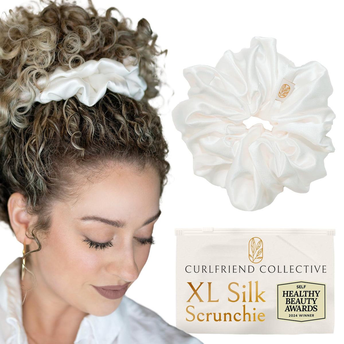 Curlfriend Oversized Mulberry Silk Scrunchies for Women, XL, Hot Pink Peony
