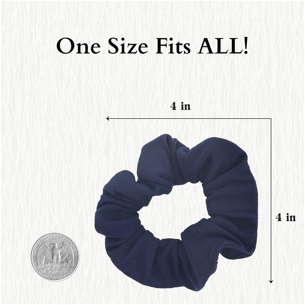 Motique Accessories Solid Scrunchies for Women, Set of 2, Navy Blue